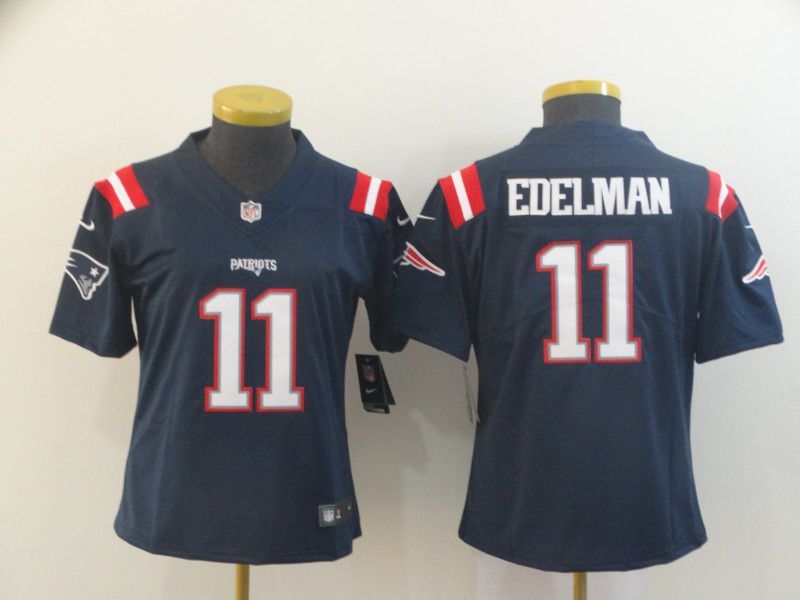 Women New England Patriots #11 Edelman Blue Nike Vapor Untouchable Limited Player NFL Jerseys->women nfl jersey->Women Jersey